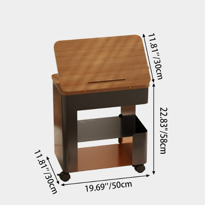 Modern Minimalist Plywood Iron Movable Decorative Rolling Expandable Tabletop End Table 4-Tier For Living Room