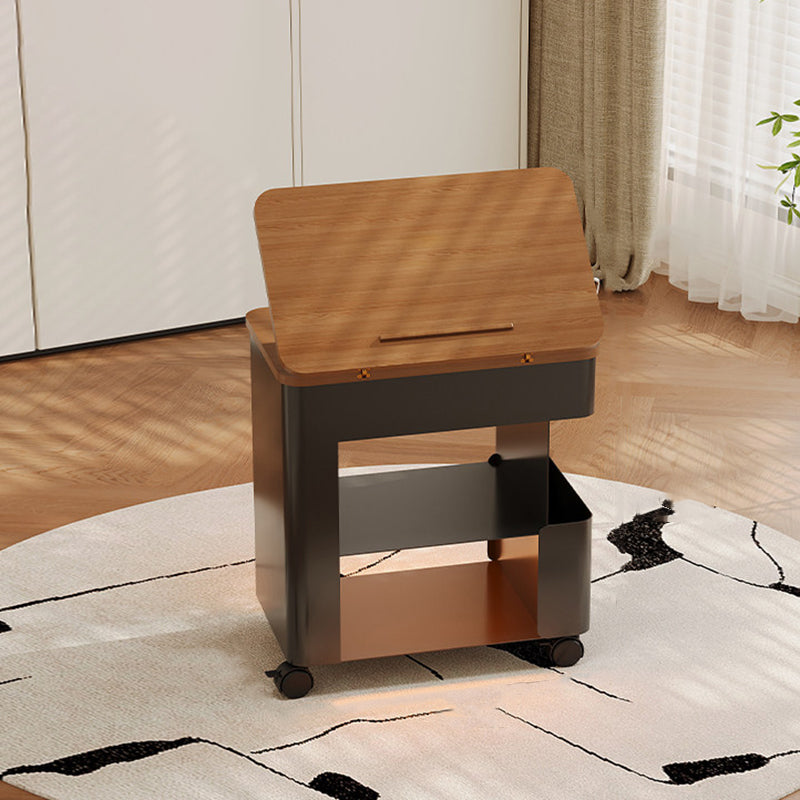 Modern Minimalist Plywood Iron Movable Decorative Rolling Expandable Tabletop End Table 4-Tier For Living Room