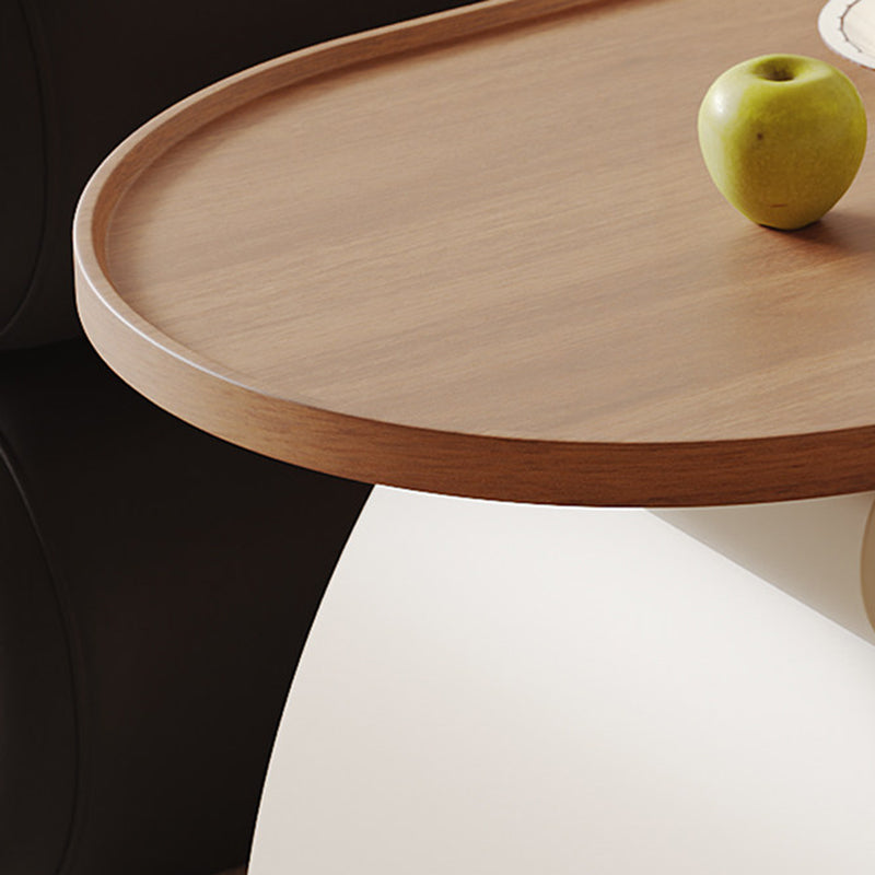 Contemporary Nordic Plywood Carbon Steel Rounded Edges Compact Rolling Movable Decorative Coffee Table 2-Tier For Living Room
