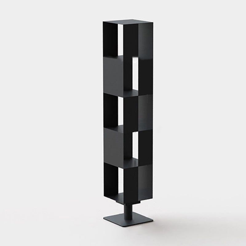 Modern Minimalist Cold-Rolled Steel Decorative Checkerboard Shaped Rotating 5-Tier Storage Rack For Living Room
