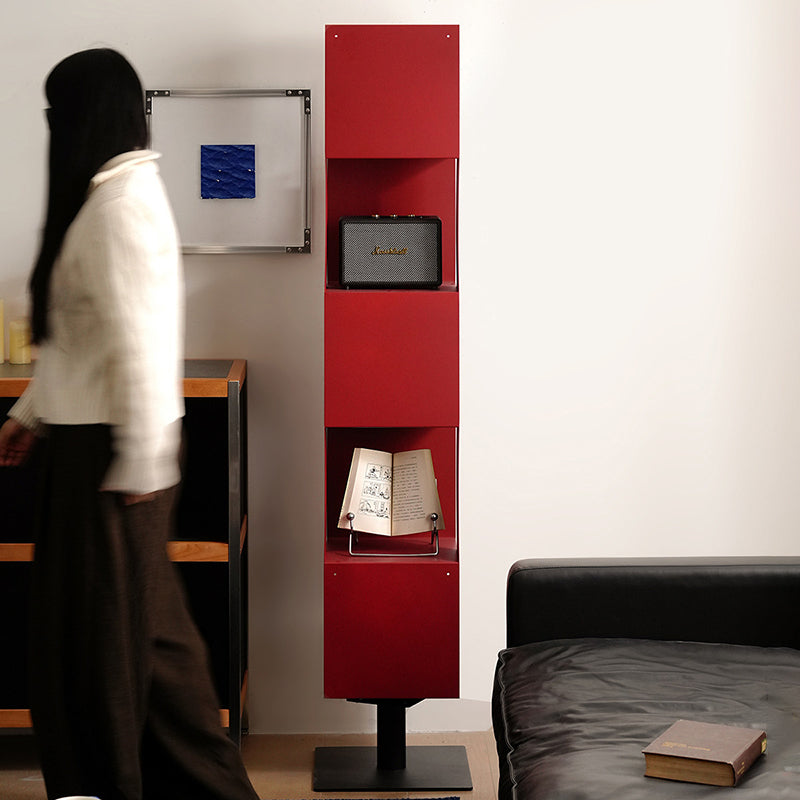 Modern Minimalist Cold-Rolled Steel Decorative Checkerboard Shaped Rotating 5-Tier Storage Rack For Living Room