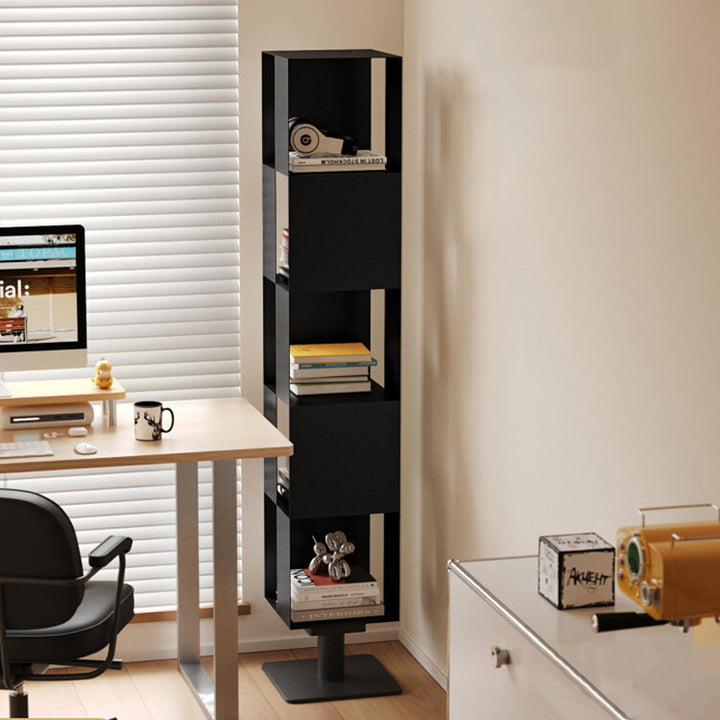 Modern Minimalist Cold-Rolled Steel Decorative Checkerboard Shaped Rotating 5-Tier Storage Rack For Living Room