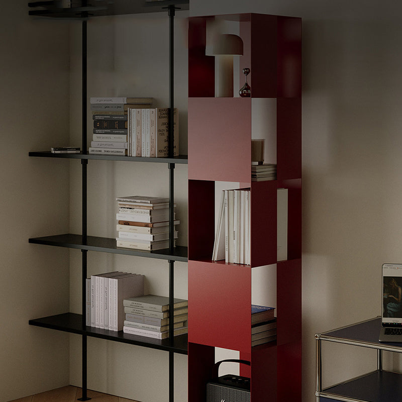 Modern Minimalist Cold-Rolled Steel Decorative Checkerboard Shaped Rotating 5-Tier Storage Rack For Living Room