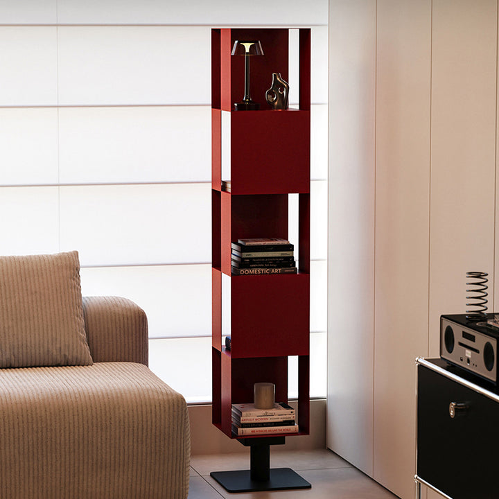 Modern Minimalist Cold-Rolled Steel Decorative Checkerboard Shaped Rotating 5-Tier Storage Rack For Living Room