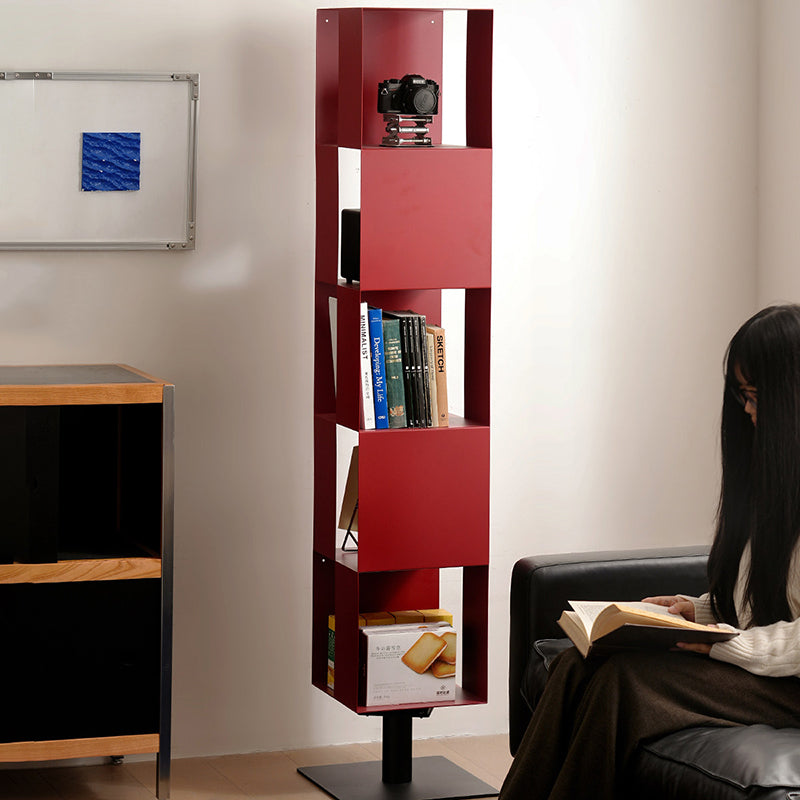 Modern Minimalist Cold-Rolled Steel Decorative Checkerboard Shaped Rotating 5-Tier Storage Rack For Living Room