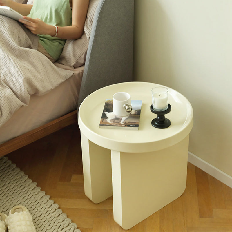 Contemporary Nordic Iron Decorative Round Stylish Cream Coffee Table 1-Tier For Living Room