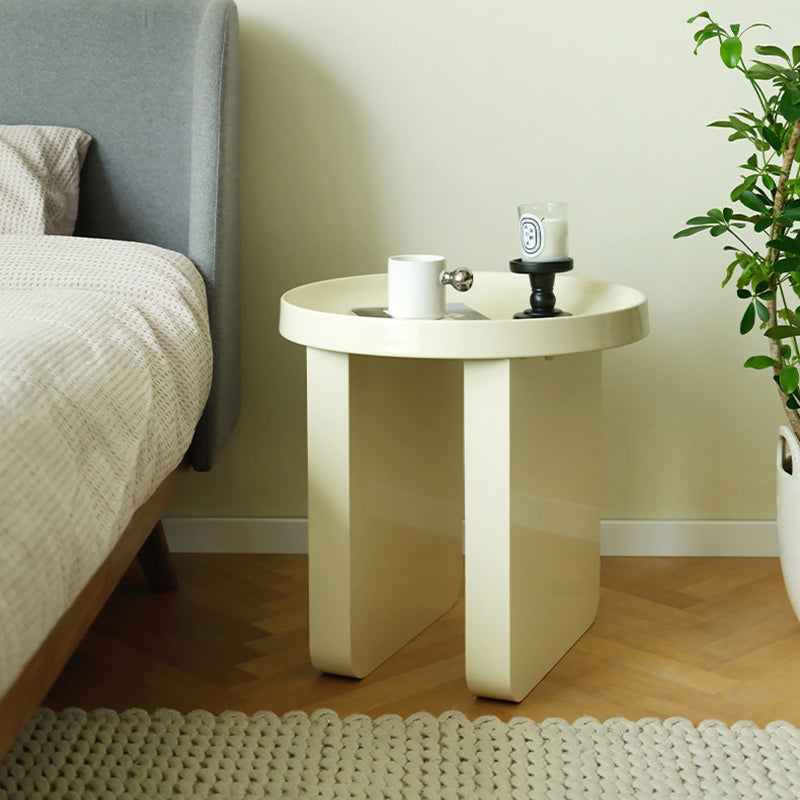 Contemporary Nordic Iron Decorative Round Stylish Cream Coffee Table 1-Tier For Living Room