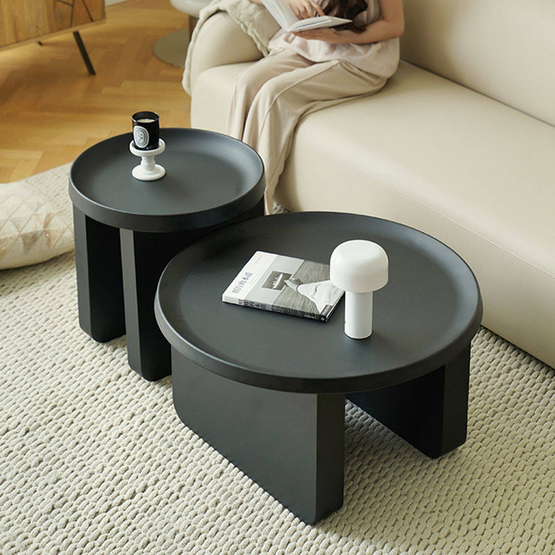 Contemporary Nordic Iron Decorative Round Stylish Cream Coffee Table 1-Tier For Living Room