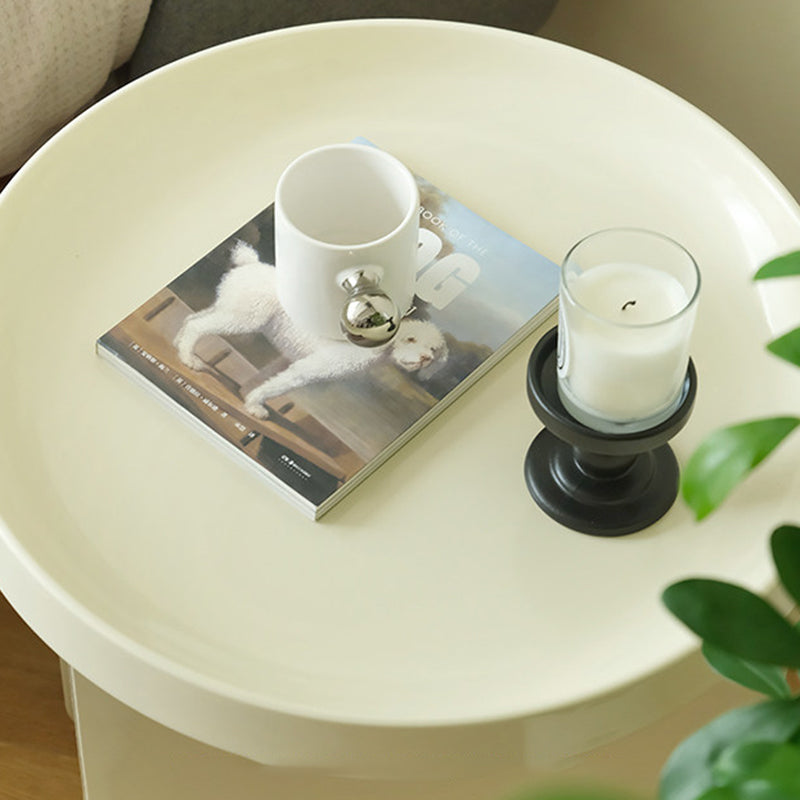Contemporary Nordic Iron Decorative Round Stylish Cream Coffee Table 1-Tier For Living Room