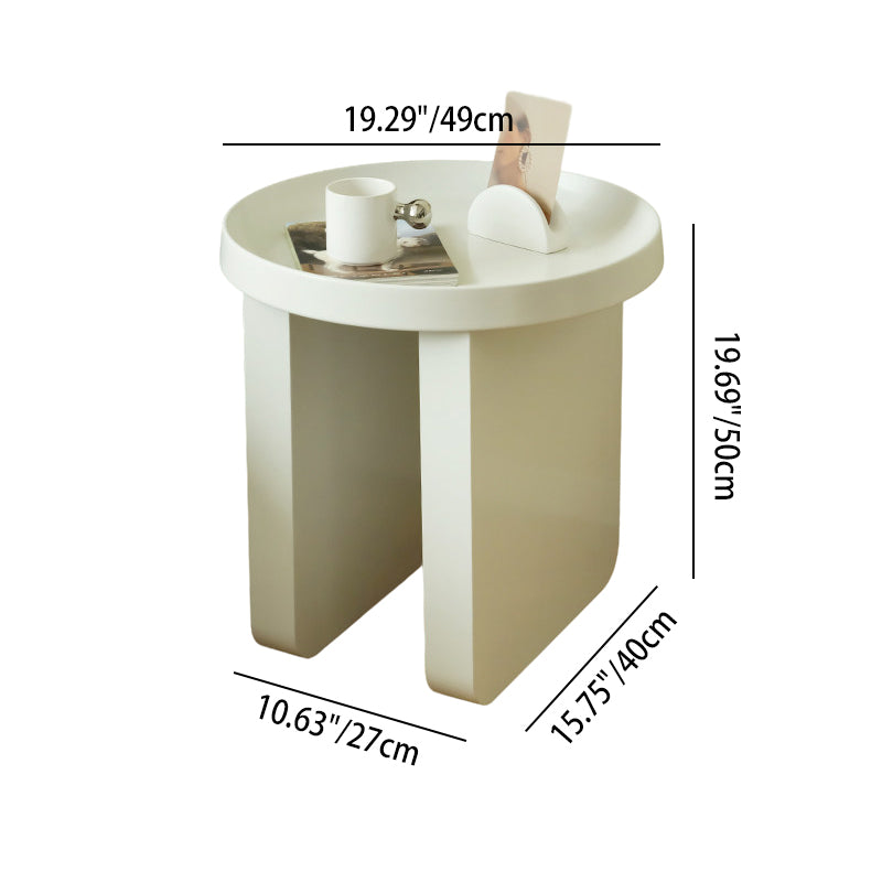 Contemporary Nordic Iron Decorative Round Stylish Cream Coffee Table 1-Tier For Living Room