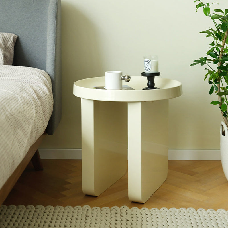 Contemporary Nordic Iron Decorative Round Stylish Cream Coffee Table 1-Tier For Living Room