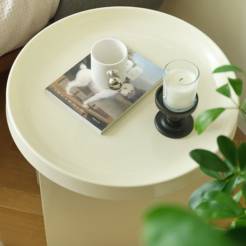 Contemporary Nordic Iron Decorative Round Stylish Cream Coffee Table 1-Tier For Living Room