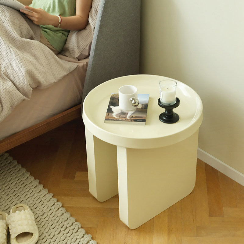 Contemporary Nordic Iron Decorative Round Stylish Cream Coffee Table 1-Tier For Living Room