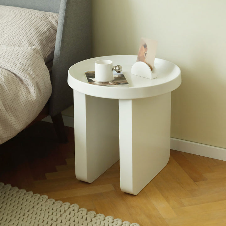 Contemporary Nordic Iron Decorative Round Stylish Cream Coffee Table 1-Tier For Living Room
