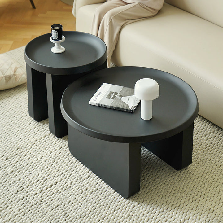 Contemporary Nordic Iron Decorative Round Stylish Cream Coffee Table 1-Tier For Living Room