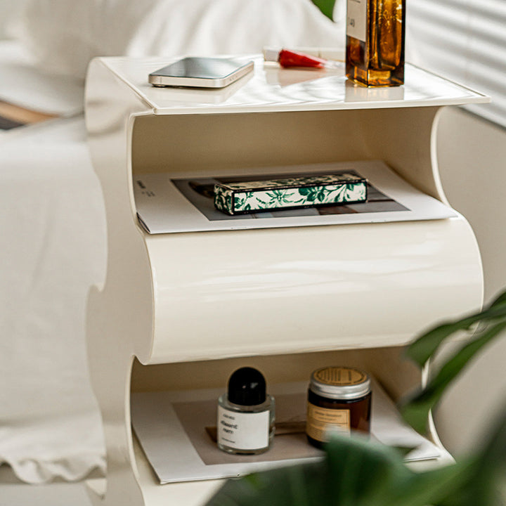 Modern Minimalist ABS Space-Saving Decorative Wave-Shaped Rotatable Open Shelves Side Table 5-Tier For Living Room