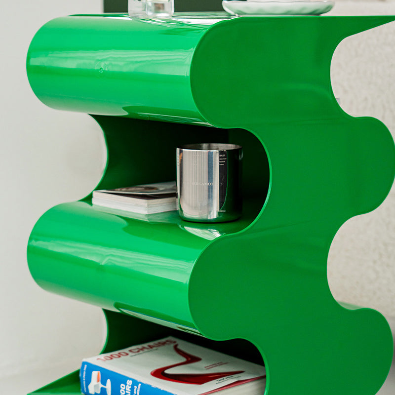 Modern Minimalist ABS Space-Saving Decorative Wave-Shaped Rotatable Open Shelves Side Table 5-Tier For Living Room