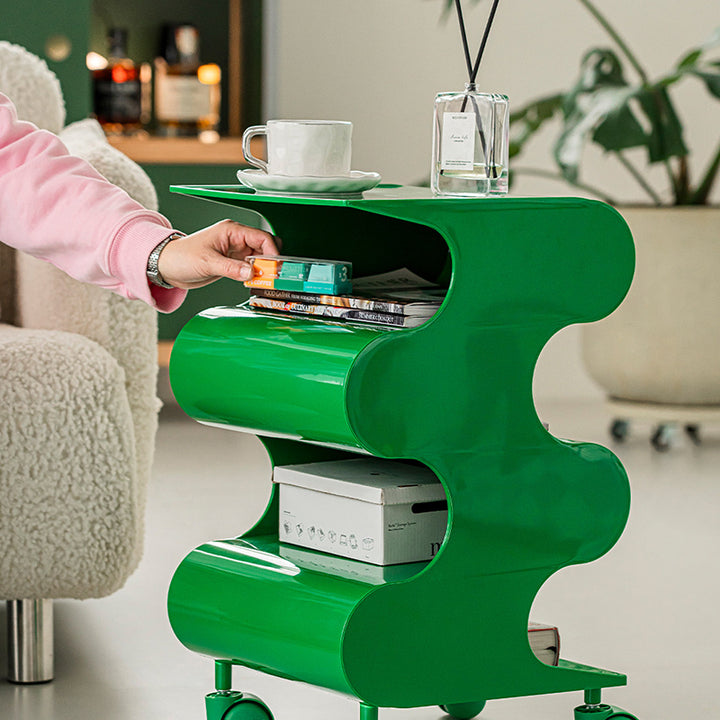 Modern Minimalist ABS Space-Saving Decorative Wave-Shaped Rotatable Open Shelves Side Table 5-Tier For Living Room