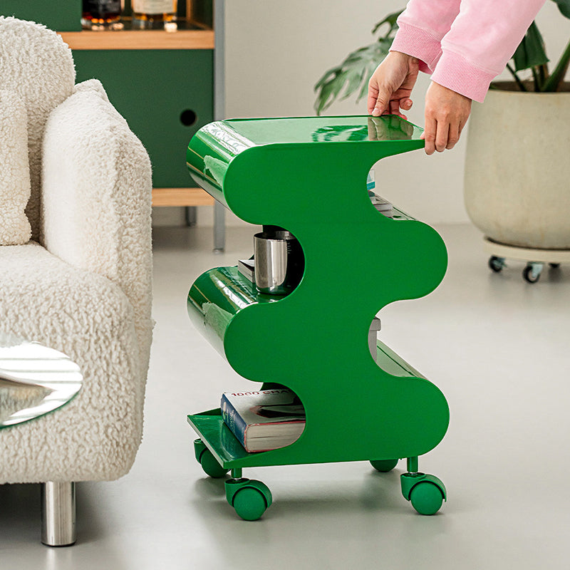Modern Minimalist ABS Space-Saving Decorative Wave-Shaped Rotatable Open Shelves Side Table 5-Tier For Living Room