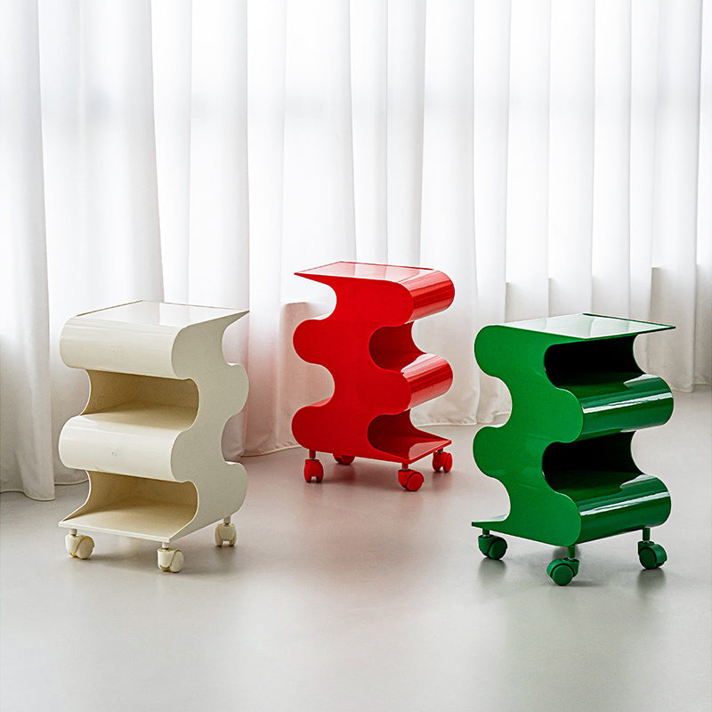 Modern Minimalist ABS Space-Saving Decorative Wave-Shaped Rotatable Open Shelves Side Table 5-Tier For Living Room