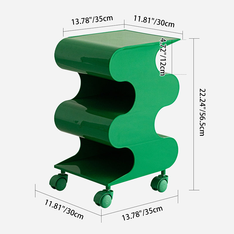 Modern Minimalist ABS Space-Saving Decorative Wave-Shaped Rotatable Open Shelves Side Table 5-Tier For Living Room