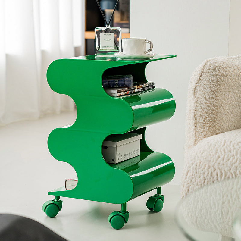 Modern Minimalist ABS Space-Saving Decorative Wave-Shaped Rotatable Open Shelves Side Table 5-Tier For Living Room