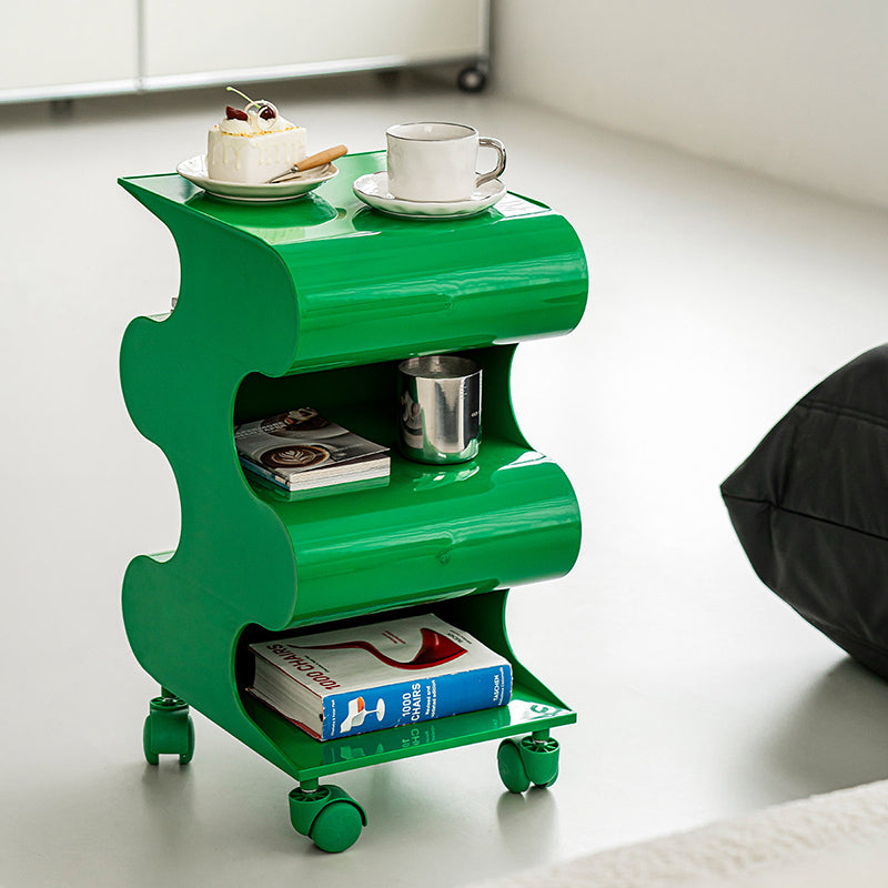 Modern Minimalist ABS Space-Saving Decorative Wave-Shaped Rotatable Open Shelves Side Table 5-Tier For Living Room