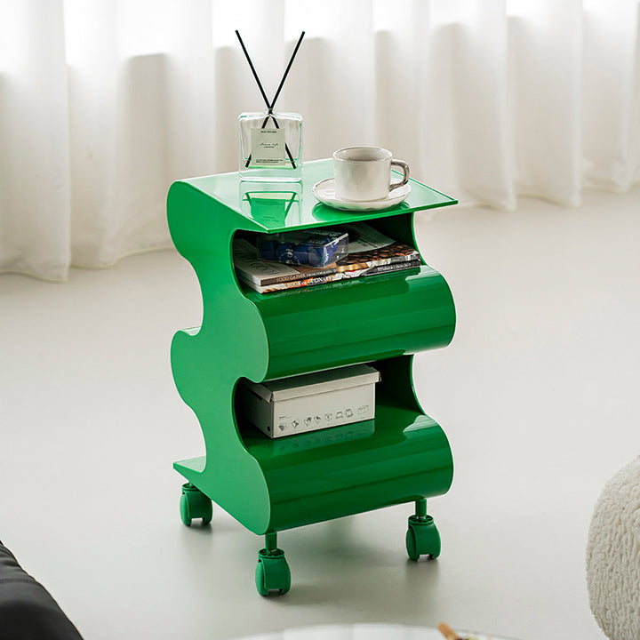 Modern Minimalist ABS Space-Saving Decorative Wave-Shaped Rotatable Open Shelves Side Table 5-Tier For Living Room
