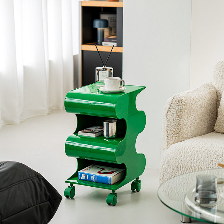 Modern Minimalist ABS Space-Saving Decorative Wave-Shaped Rotatable Open Shelves Side Table 5-Tier For Living Room