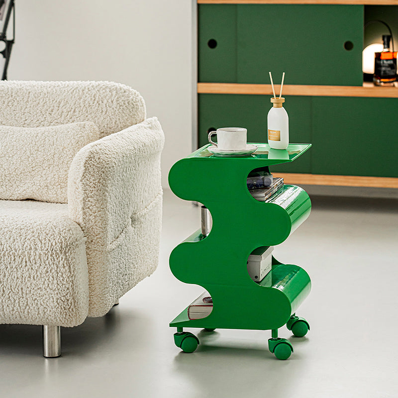 Modern Minimalist ABS Space-Saving Decorative Wave-Shaped Rotatable Open Shelves Side Table 5-Tier For Living Room