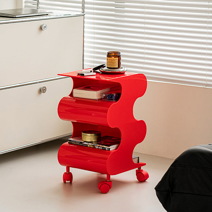 Modern Minimalist ABS Space-Saving Decorative Wave-Shaped Rotatable Open Shelves Side Table 5-Tier For Living Room