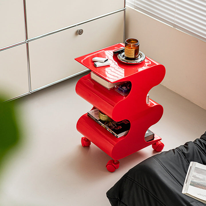 Modern Minimalist ABS Space-Saving Decorative Wave-Shaped Rotatable Open Shelves Side Table 5-Tier For Living Room