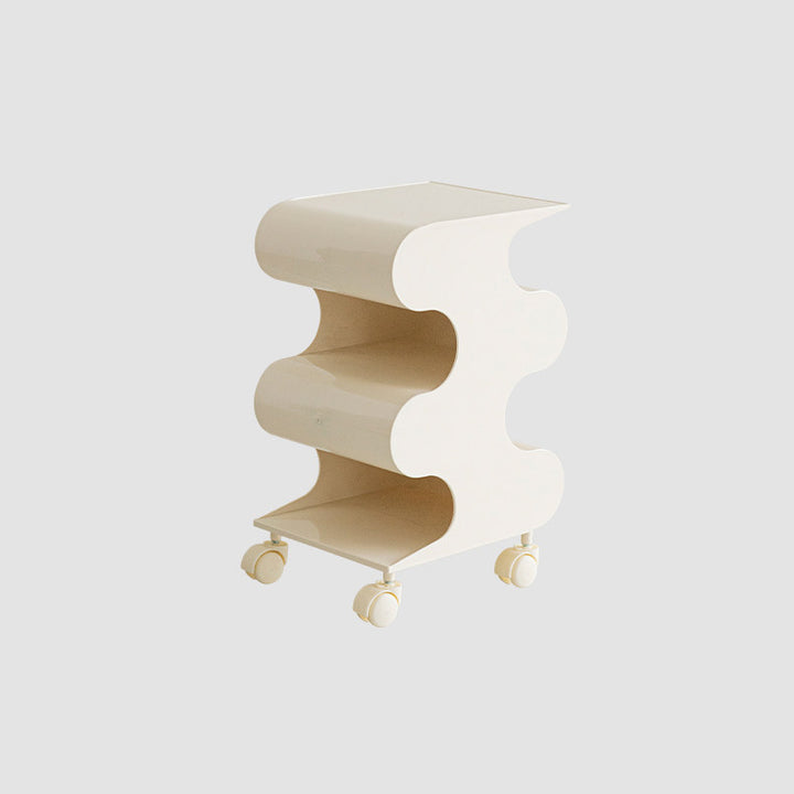 Modern Minimalist ABS Space-Saving Decorative Wave-Shaped Rotatable Open Shelves Side Table 5-Tier For Living Room
