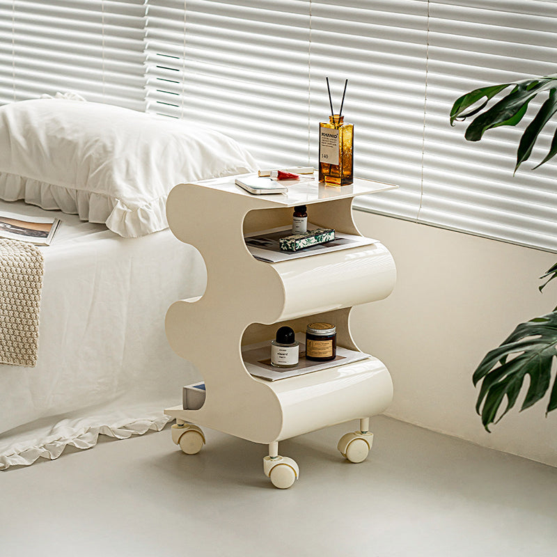 Modern Minimalist ABS Space-Saving Decorative Wave-Shaped Rotatable Open Shelves Side Table 5-Tier For Living Room
