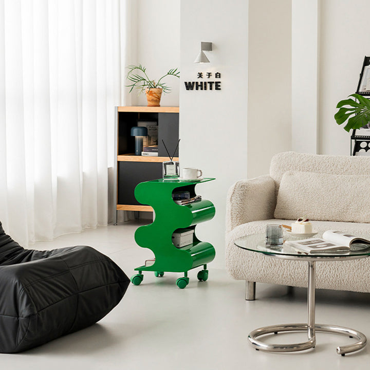 Modern Minimalist ABS Space-Saving Decorative Wave-Shaped Rotatable Open Shelves Side Table 5-Tier For Living Room