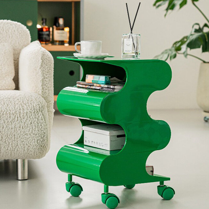 Modern Minimalist ABS Space-Saving Decorative Wave-Shaped Rotatable Open Shelves Side Table 5-Tier For Living Room