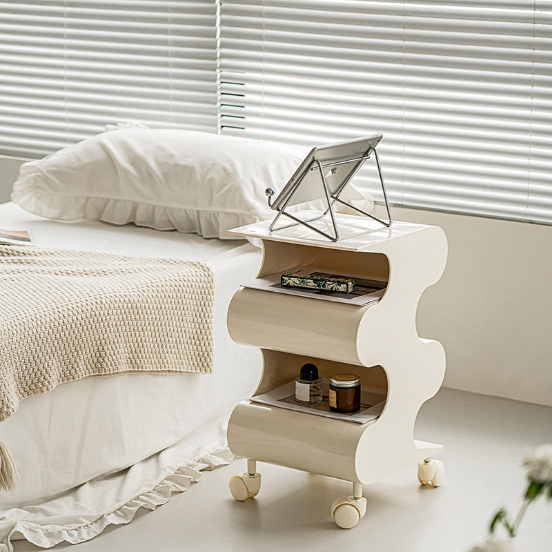 Modern Minimalist ABS Space-Saving Decorative Wave-Shaped Rotatable Open Shelves Side Table 5-Tier For Living Room