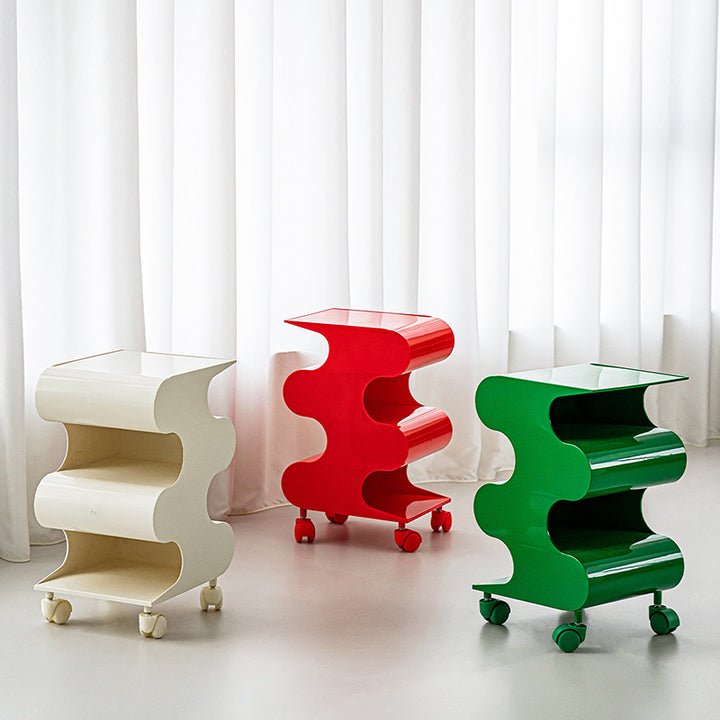 Modern Minimalist ABS Space-Saving Decorative Wave-Shaped Rotatable Open Shelves Side Table 5-Tier For Living Room