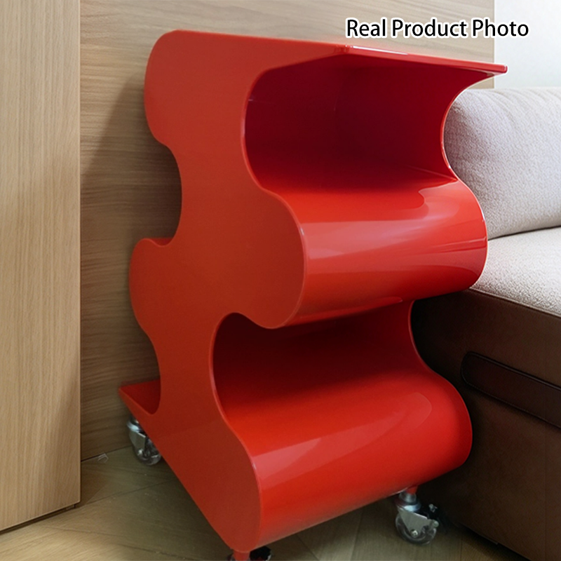 Modern Minimalist ABS Space-Saving Decorative Wave-Shaped Rotatable Open Shelves Side Table 5-Tier For Living Room