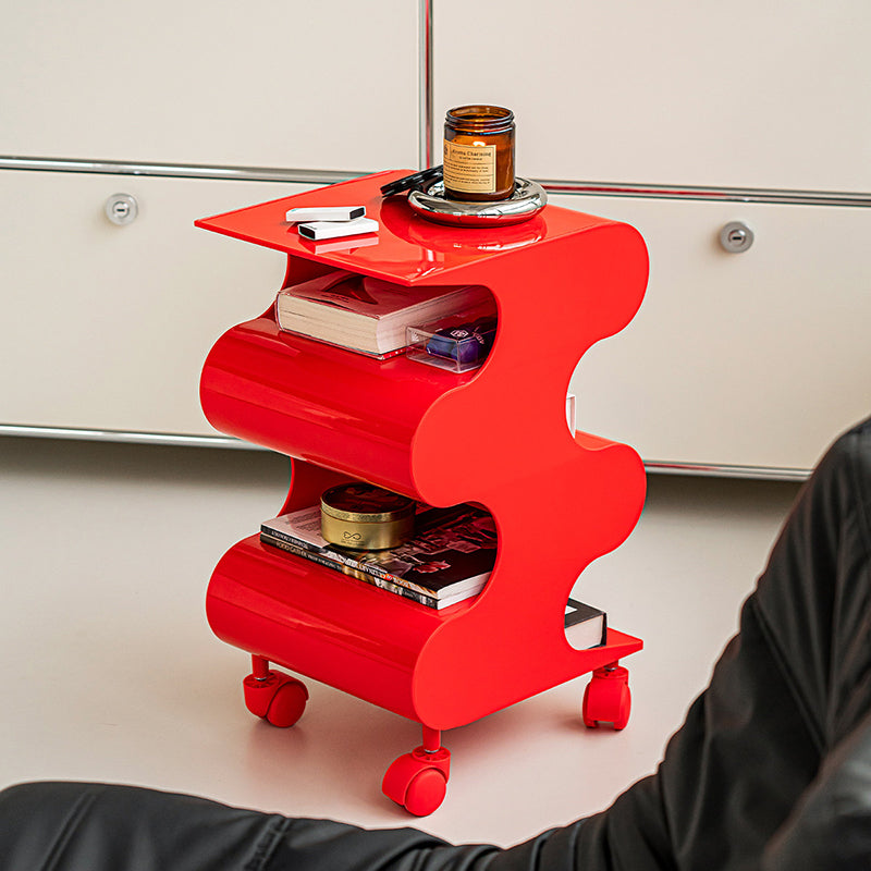 Modern Minimalist ABS Space-Saving Decorative Wave-Shaped Rotatable Open Shelves Side Table 5-Tier For Living Room