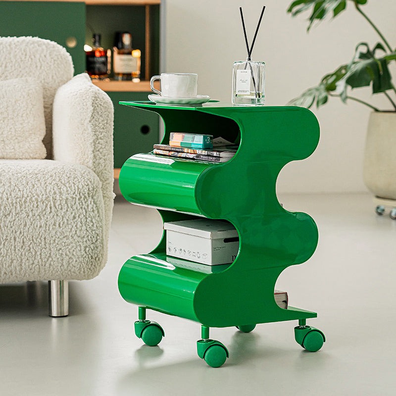 Modern Minimalist ABS Space-Saving Decorative Wave-Shaped Rotatable Open Shelves Side Table 5-Tier For Living Room
