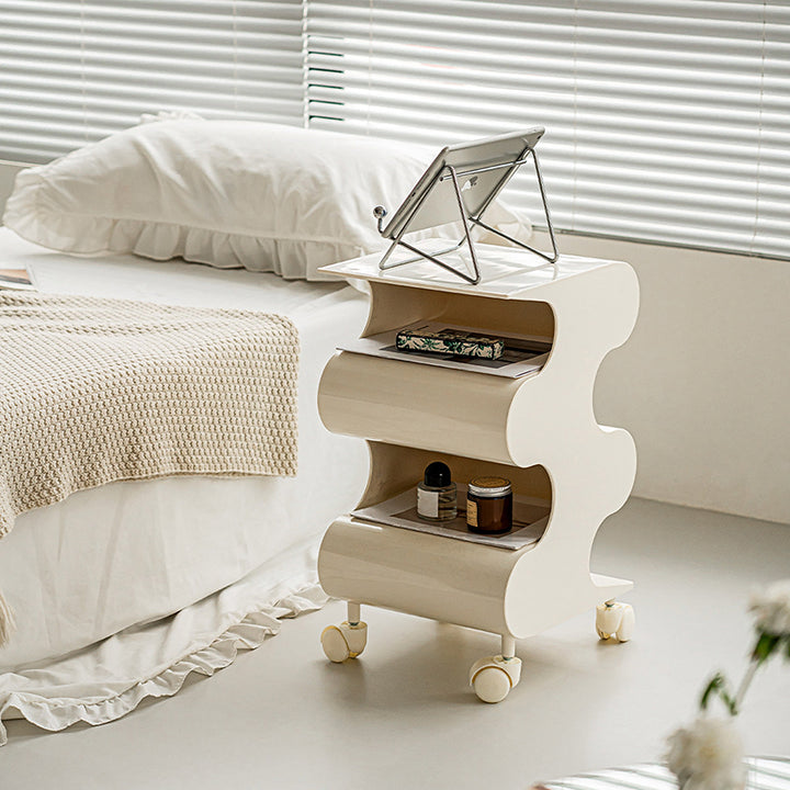 Modern Minimalist ABS Space-Saving Decorative Wave-Shaped Rotatable Open Shelves Side Table 5-Tier For Living Room