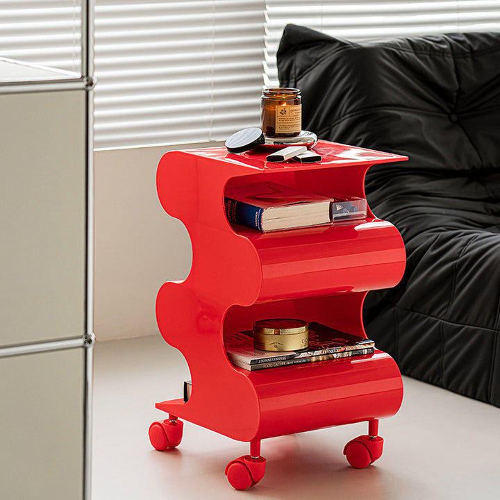 Modern Minimalist ABS Space-Saving Decorative Wave-Shaped Rotatable Open Shelves Side Table 5-Tier For Living Room