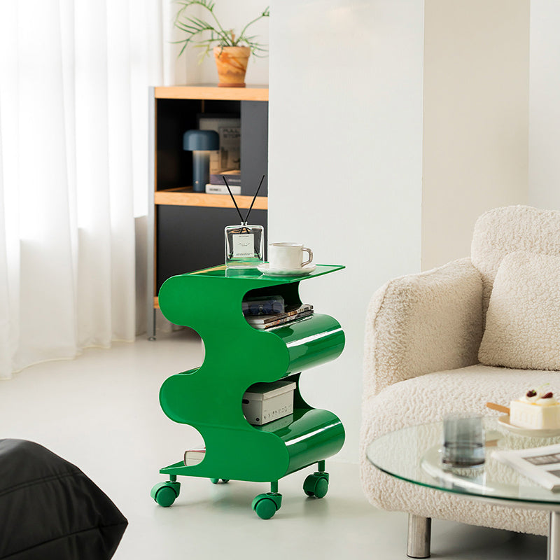 Modern Minimalist ABS Space-Saving Decorative Wave-Shaped Rotatable Open Shelves Side Table 5-Tier For Living Room
