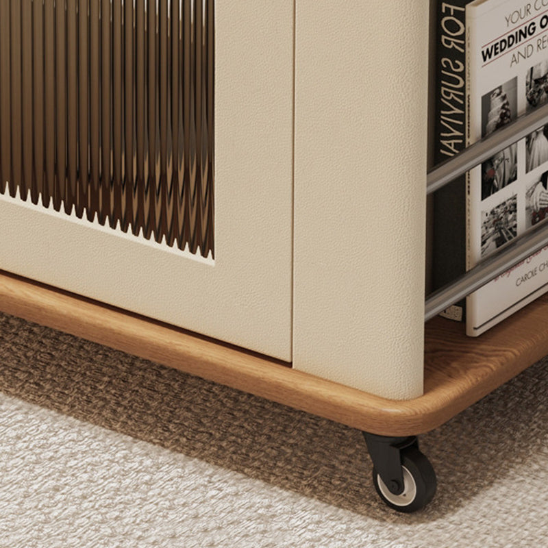 Modern Minimalist MDF Glass Highly Practical Expandable Surface Locking Wheels Mobile End Table 3-Tier For Living Room