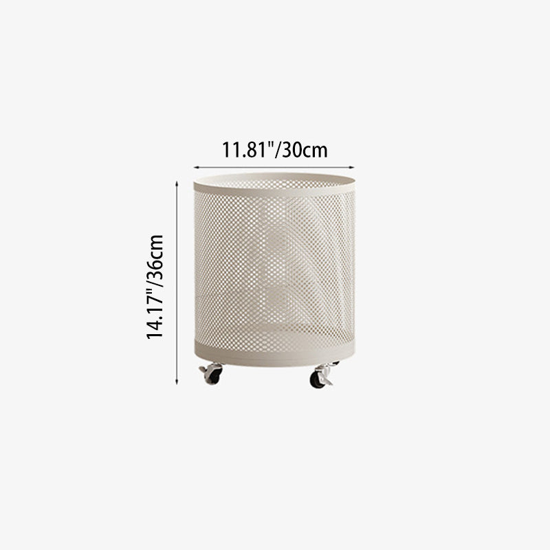 Modern Minimalist Iron Space-Saving Round Metal Rolling Wheels Extended-Heigh Storage Cabinet For Living Room