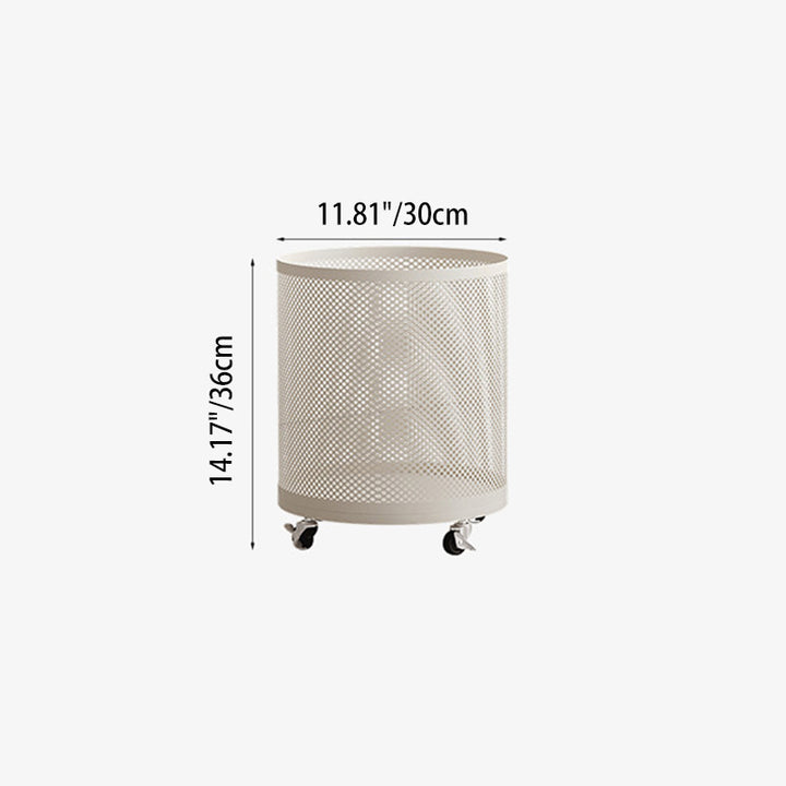 Modern Minimalist Iron Space-Saving Round Metal Rolling Wheels Extended-Heigh Storage Cabinet For Living Room