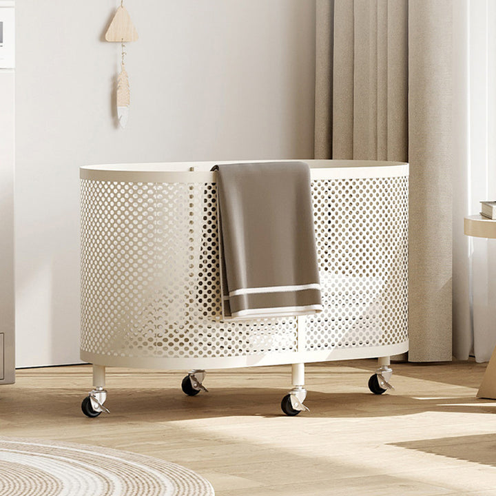 Modern Minimalist Iron Space-Saving Round Metal Rolling Wheels Extended-Heigh Storage Cabinet For Living Room