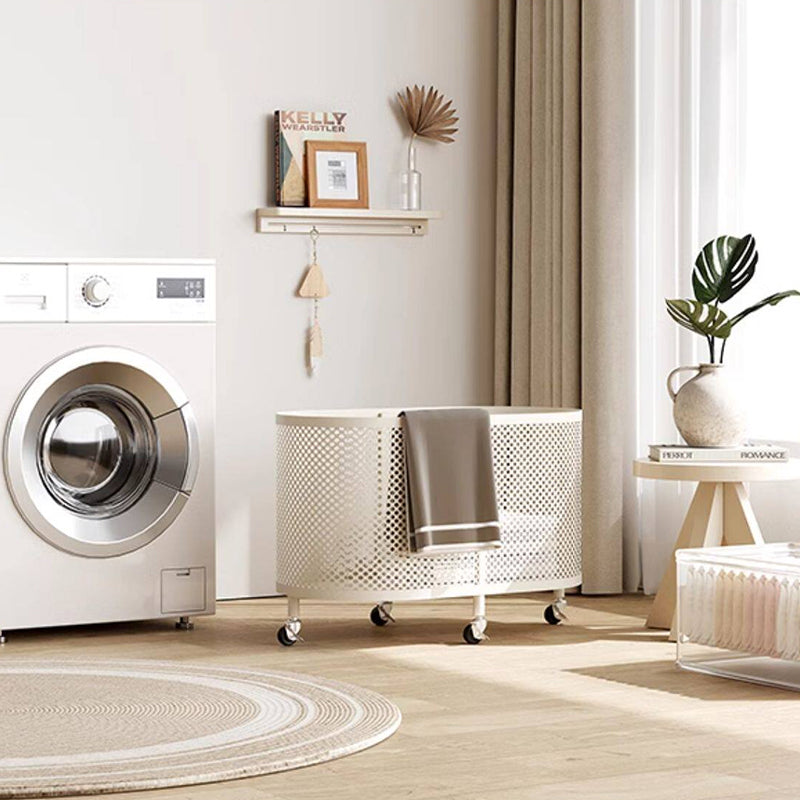 Modern Minimalist Iron Space-Saving Round Metal Rolling Wheels Extended-Heigh Storage Cabinet For Living Room