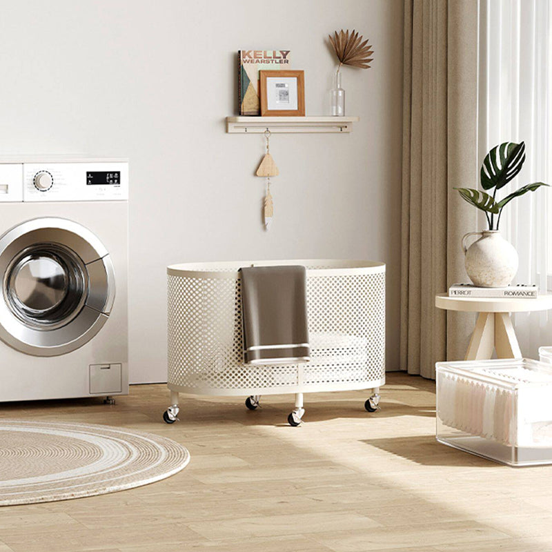 Modern Minimalist Iron Space-Saving Round Metal Rolling Wheels Extended-Heigh Storage Cabinet For Living Room